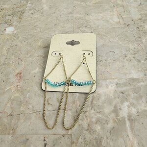 Clear Turquoise Beaded Drop Earrings